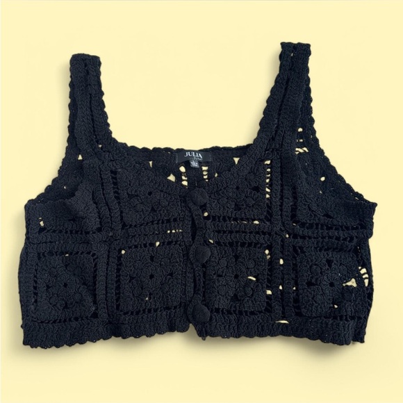 Black Crochet Women's Top - Picture 1 of 4